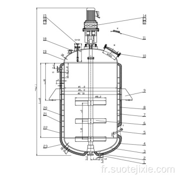 Réacteur du réservoir agité en acier inoxydable